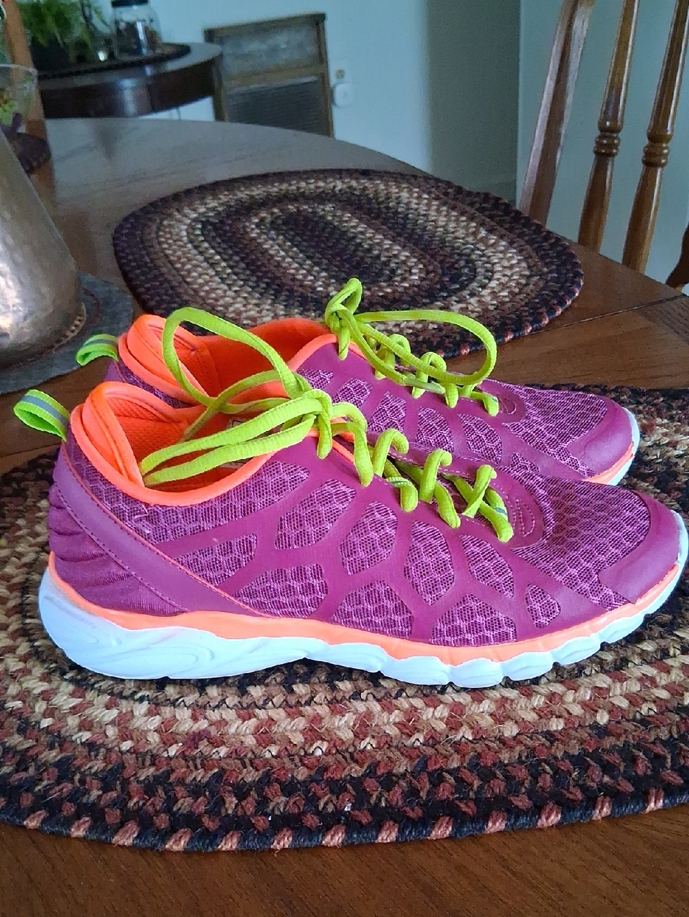 Women’s Athletic Running Shoes — Pink with Orange & Lime Accents Sz. 6.5